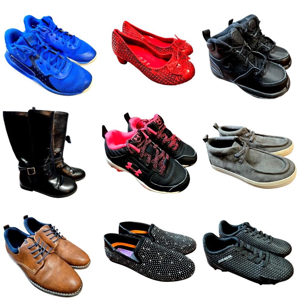Bulk Boy's Girl's Shoe Lot Of 9 Name Brand Wholesale Reseller ROI Children Nike
